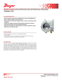 Thumbnail of document Data Sheet - AT2605 ATEX Approved 605 Differential Pressure